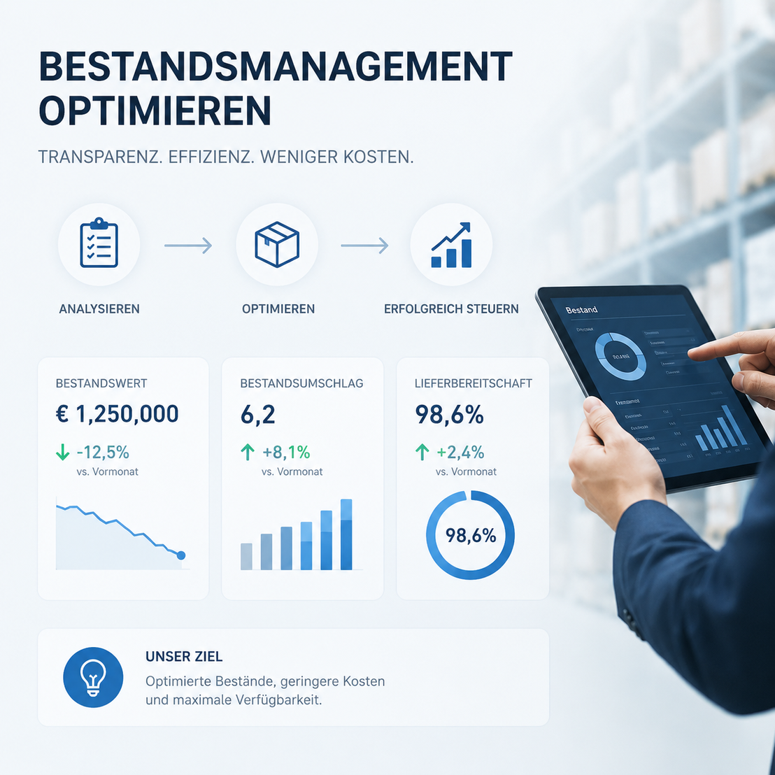 Team analysiert Bestandsdaten zur Reduktion von Lagerbeständen