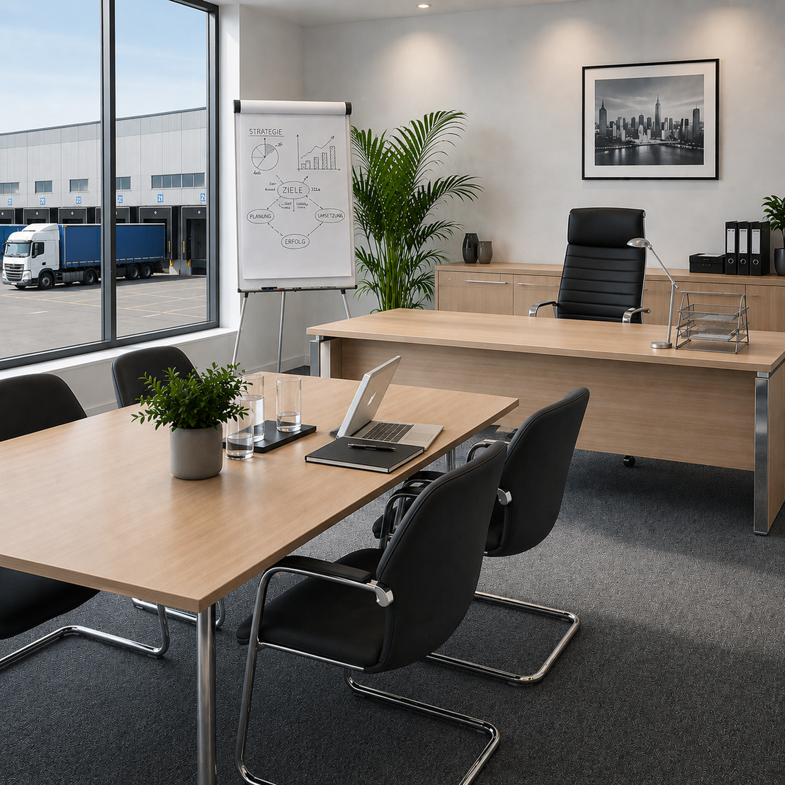 Interim Manager bespricht mit dem Team operative Themen im Büro