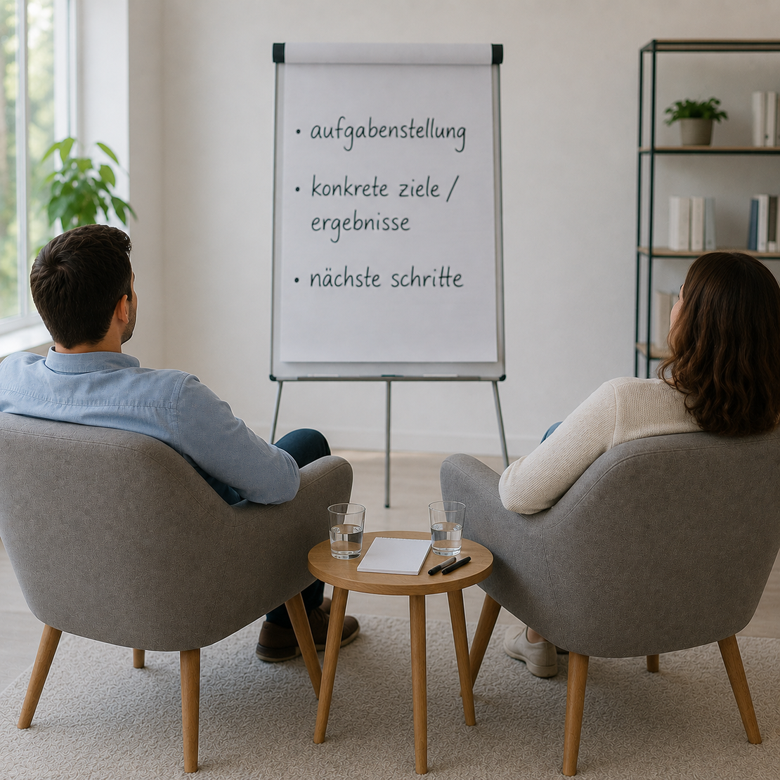 Zwei Personen einigen sich auf das weitere Vorgehen in einem Projekt